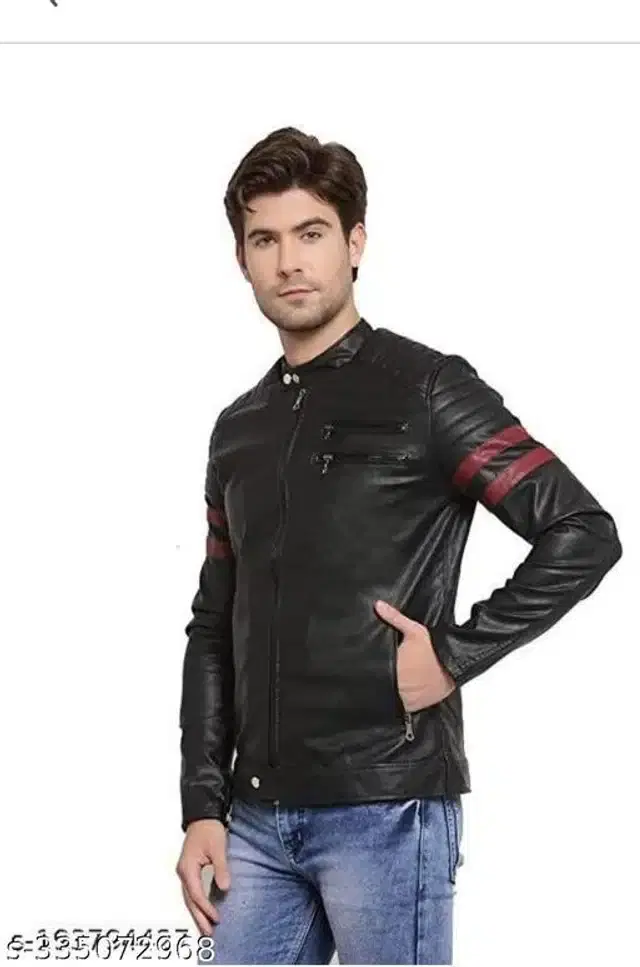 Leather Jacket for Men (Black, XL)