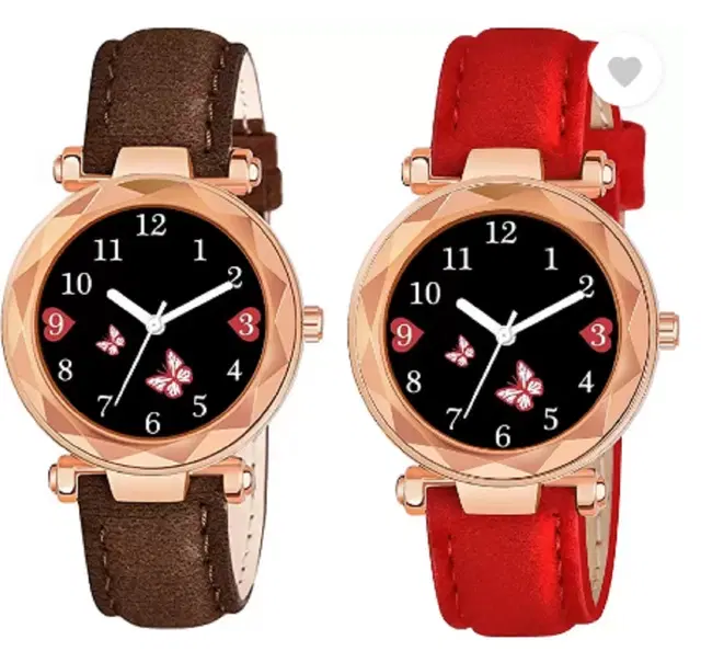 Analog Watch for Women & Girls, Pack of 2 (Multicolor)