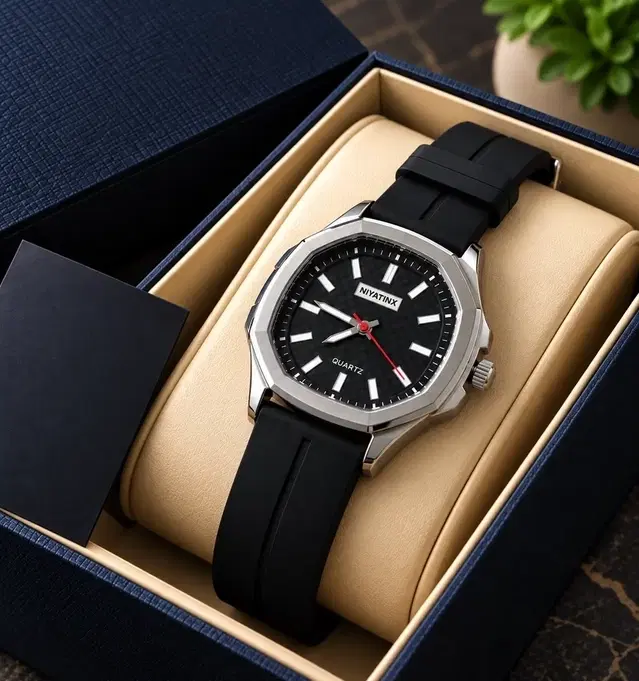 Mens Analog Watches  Solid Black  PU(Free Size)