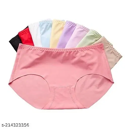 Seamless Silk Lingerie Set for Women, Pack of 4 (Pink, S)