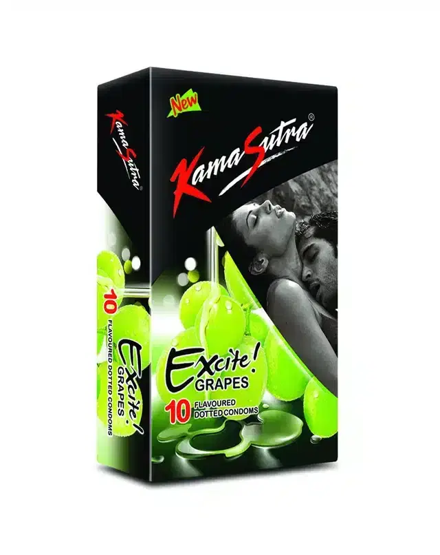 KamaSutra Excite Grape Flavoured Condoms for Men, Pack of 10