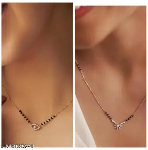 Single Strand Mangalsutra Gold 18 inch for Women, Pack of 2