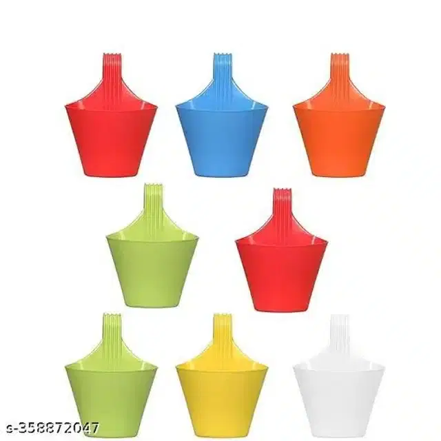 Plastic Hanging Planters, Multicolor, Pack of 8
