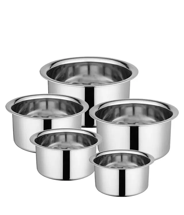 Stainless Steel Induction Bottom Tope Set of 5, 500ml, 750ml, 1000ml, 1300ml, 1600ml