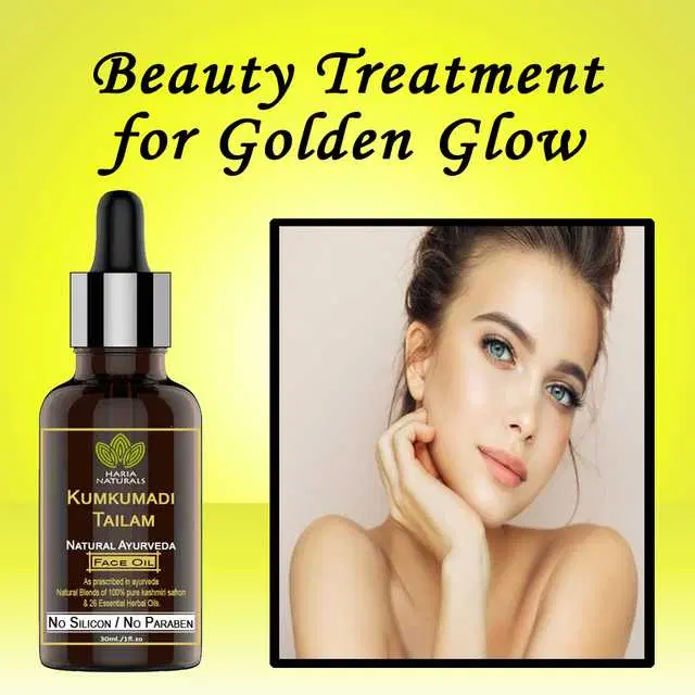 Haria Naturals Pure Kumkumadi Tailam For Radiant Skin For Brightens, Healthy & Glowing Skin 30 ml, B-15236