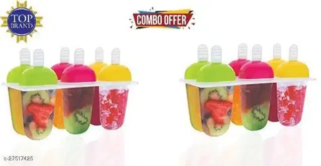 Plastic Ice Cream Mould, Multicolor, Pack of 12