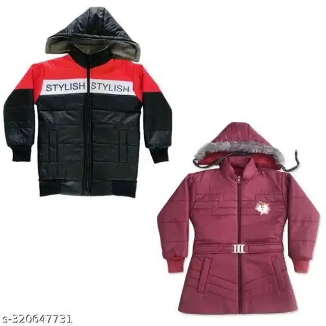 Nylon Full Sleeves Hooded Jacket for Kids, Pack of 2 (Multicolor, 0-1 Years)