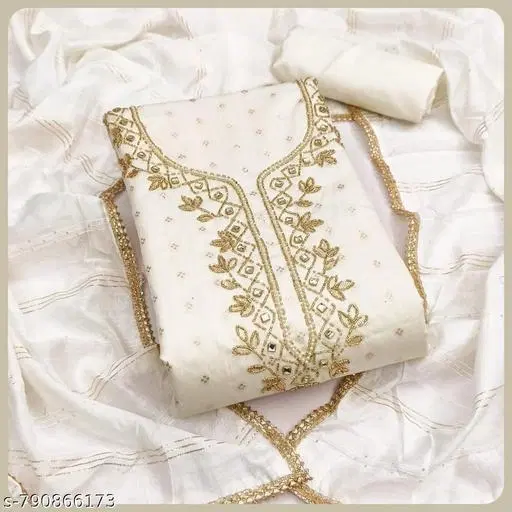 Punjabi/All Over Suits Embroidered Floral Semi-Stitched Suits (6.05 meter for Women (M)