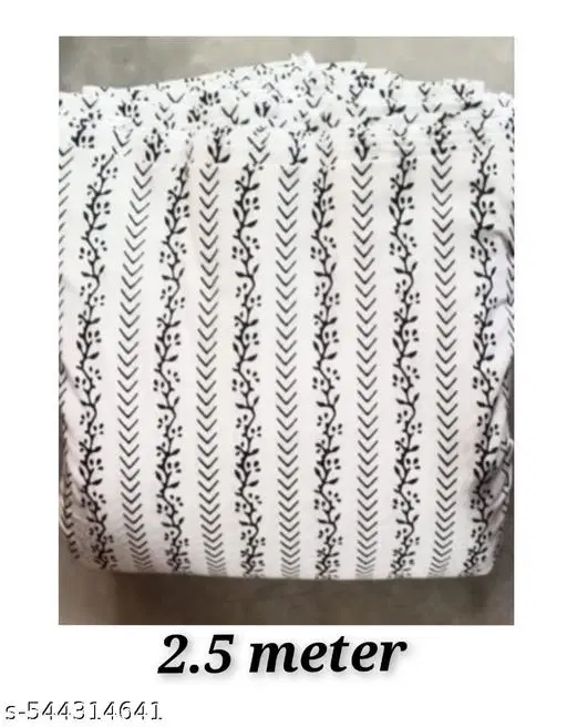 Rayon Printed Unstitched Kurti Fabric for Women, White (M)