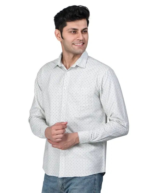 Poly Cotton Full Sleeves Solid Shirt for Men, White (XL)