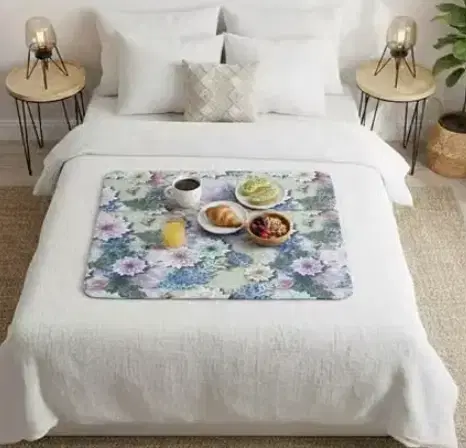 Waterproof Bed Server/Food Mat Blue Floral
