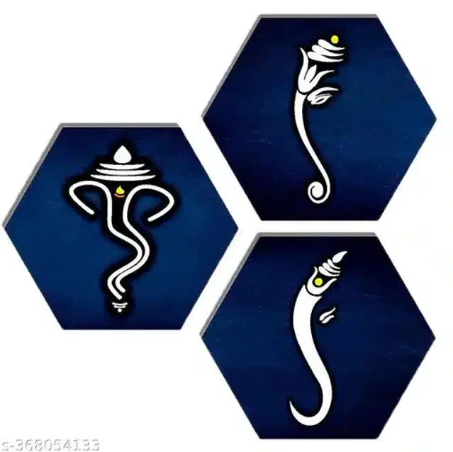 Wooden UV Coated Digital Painitings, Multicolor, 17x17 inches, Pack of 3