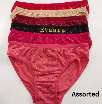 Cotton Printed Briefs for Women, Assorted ,Pack of 6, Multicolor (S)