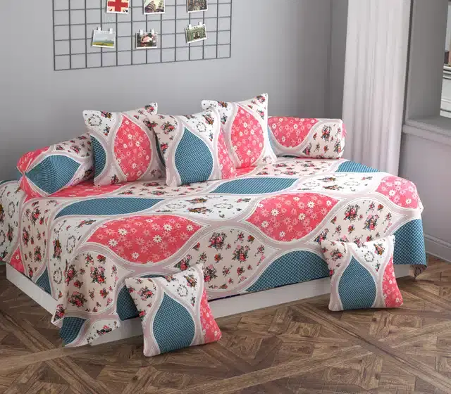 Microfiber Diwan Cover Set, Multicolor, Pack of 8