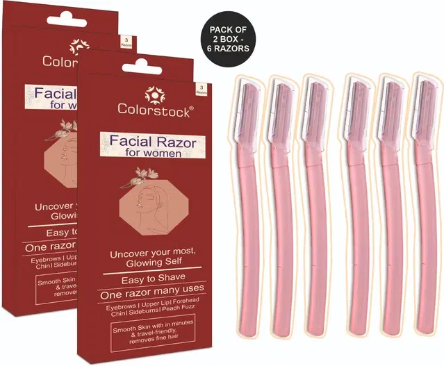 Plastic Face Razor for Women, Multicolor, Pack of 6