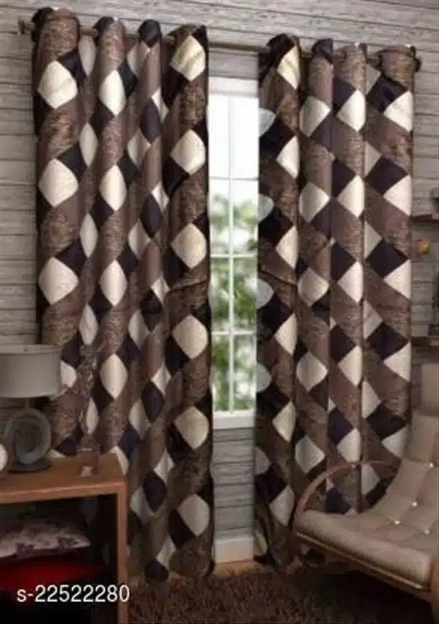 Curtains for Door, Brown, 7x4 feet, Pack of 2