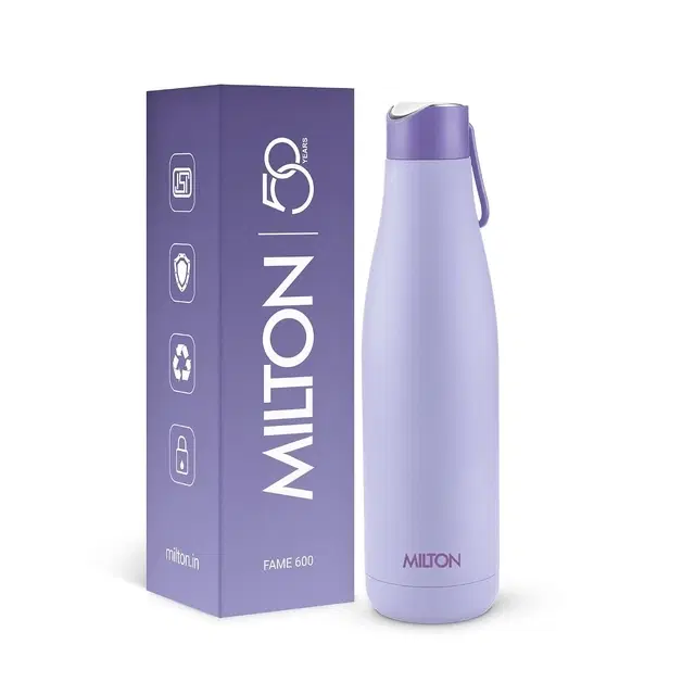 Milton Fame 600 Thermosteel Water Bottle, Isi Certified, 24 Hr Hot And Cold 500 ml Steel Flask (Pack Of 1, Pink)