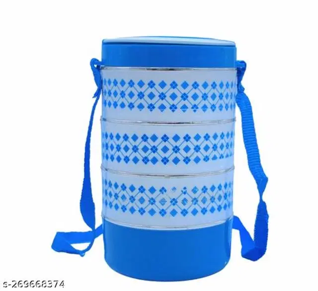 Plastic 3 Layer Lunch Box, Blue