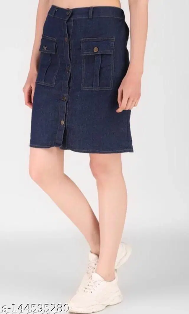 Denim Skirt for Women (Blue, 28)