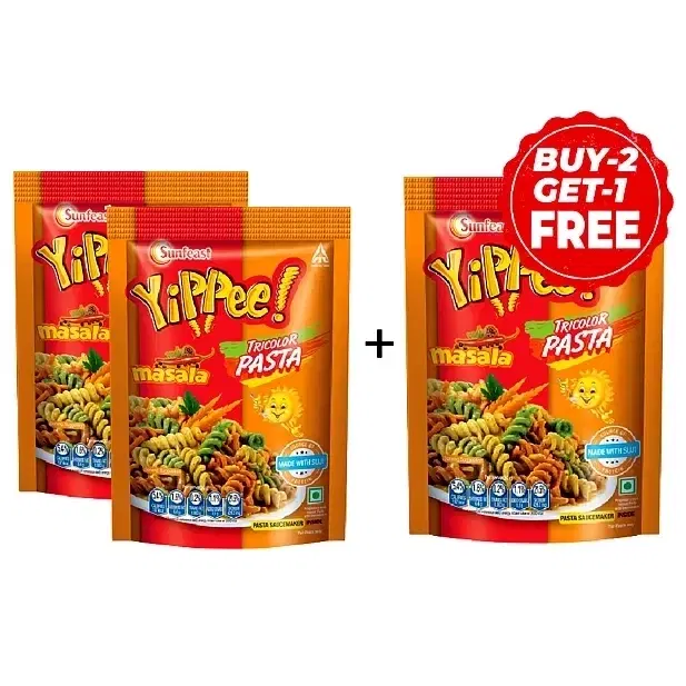 Sunfeast Yippee Pasta Tricolour Masala 3X74.7 g (Buy 2 Get 1 Free)
