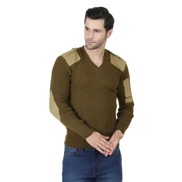 Men's Casual Sweater (Brown, M) (A-43)