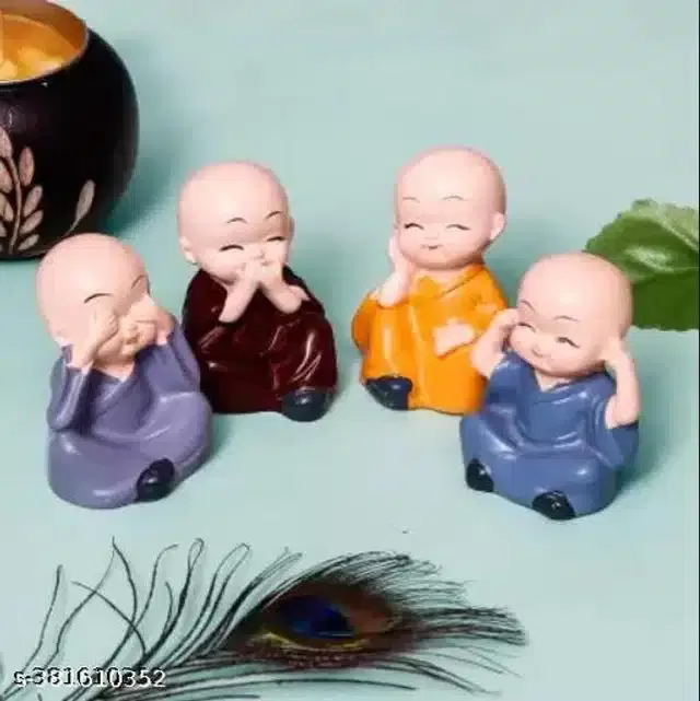 Porcelain Baby Monks Showpieces, Multicolor, Set of 4
