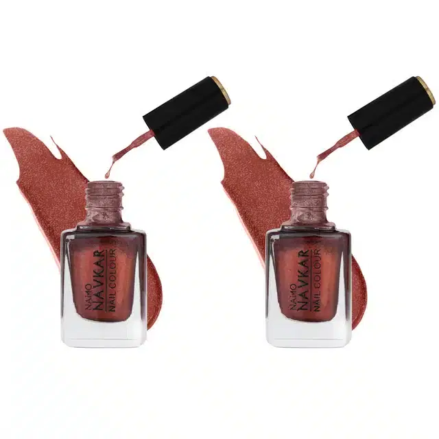 Namo Navkar Nail Polish for Women, Brown, 10 ml, Pack of 2