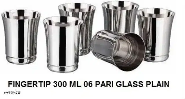 Stainless Steel Glass, Silver, 300 ml, Pack of 6