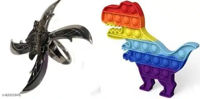 Silicone Pop It Fidget Stress Relief Toy, Multicolor, Pack of 2