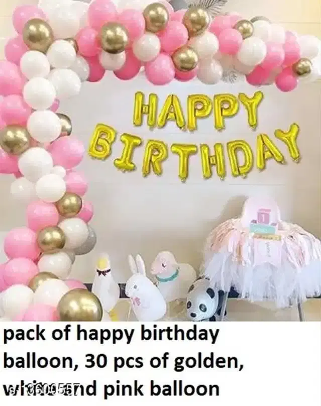 Plastic Birthday Decoration Kit, Multicolor, Set of 43