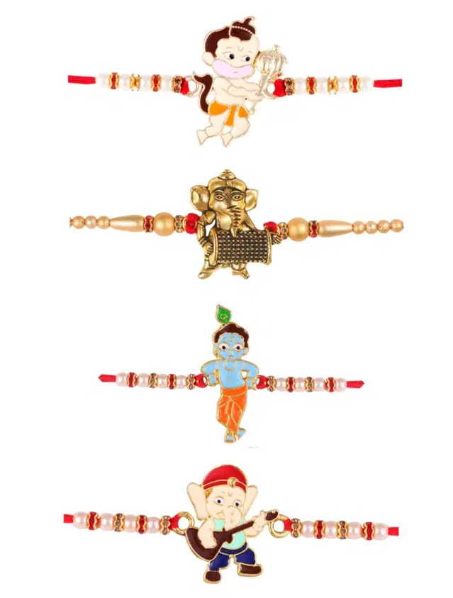 Designer Cartoon Characters Rakhi for Kids, Multicolor, Pack of 4