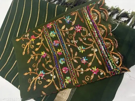 Georgette Printed Saree for Women, Green (6.3 M)