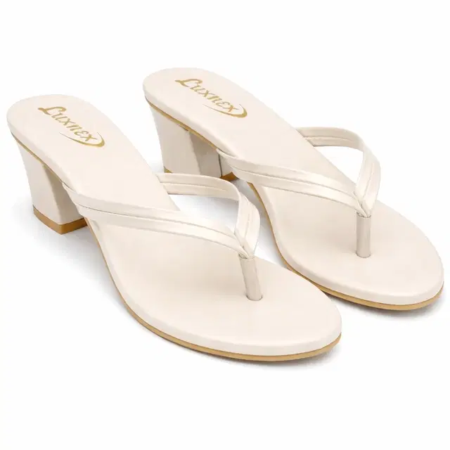Solid Block Sandals for Women (Beige, 3)