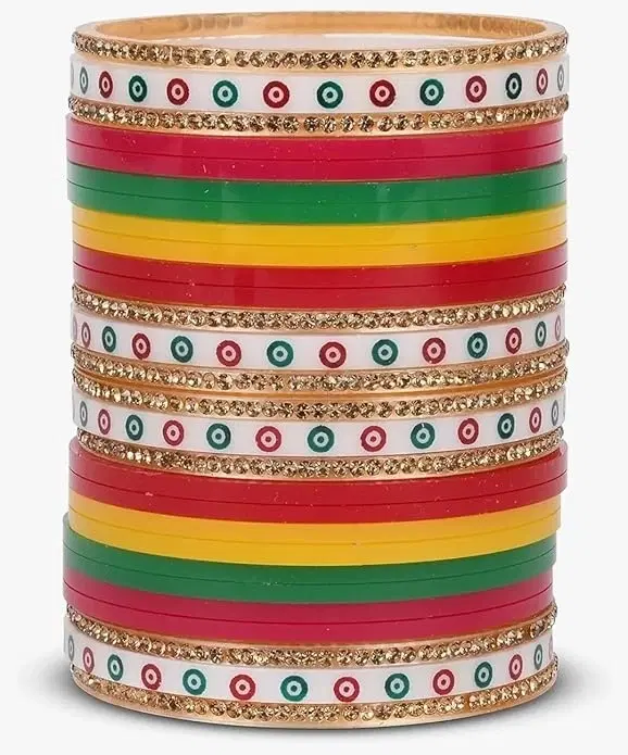 Plastic Traditional Stoned Chudha for Women, Multicolor (2.8)