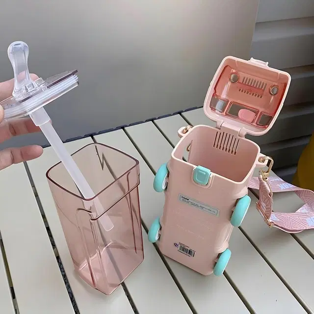 Plastic Bus Shape Sipper Bottle for Kids, Multicolor (1000 ml)