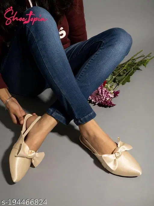 Synthetic Pointed Toe Mules for Women (Cream, IND-6)