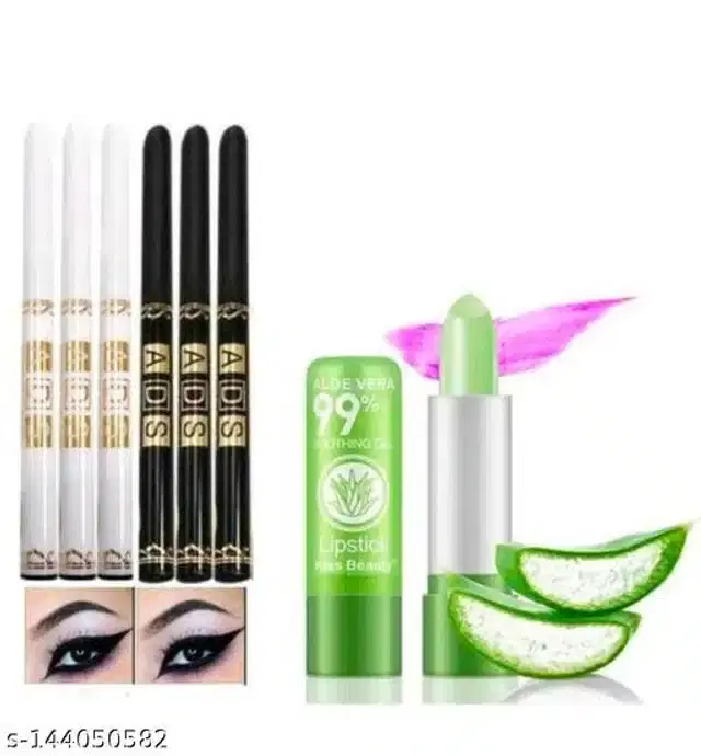 Aloevera Lip Balm with 6 Pcs ADS Kajal, Set of 2