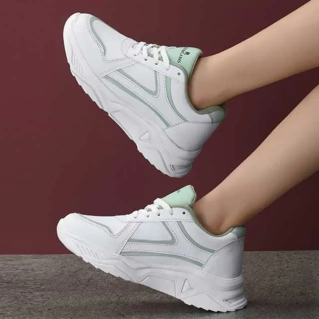 Sport Shoes for Women (White & Green, 3) (MSDO-91)