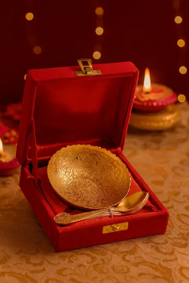 Decorative Bowl gold emboss bowl with spoon