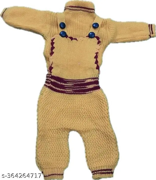 Woolen Clothing Set for Boys (0-3 Months, Yellow)