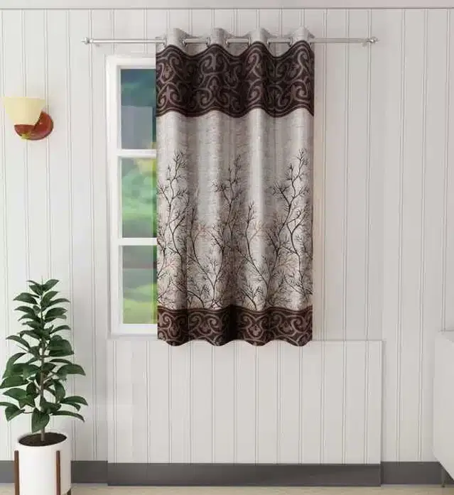 Window Curtain, Brown, 4X5 Feet
