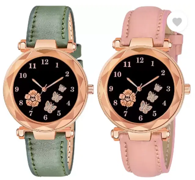 Analog Watch for Women & Girls, Pack of 2 (Multicolor)