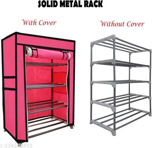 Metal 4 Layer Collapsible Multipurpose Rack, Pink
