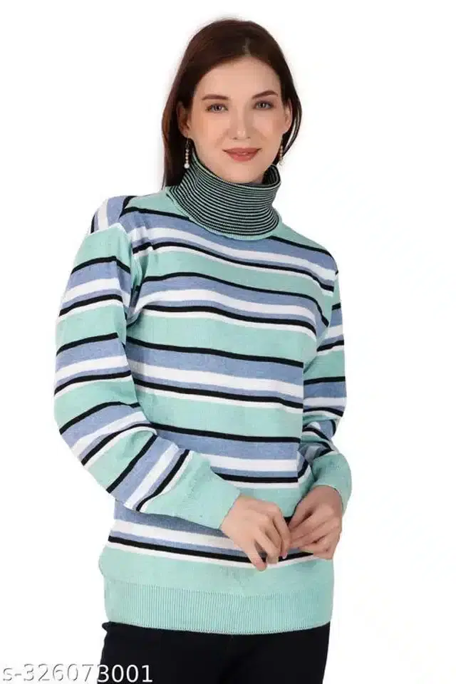 Acrylic Sweater for Women (Sky Blue, M)