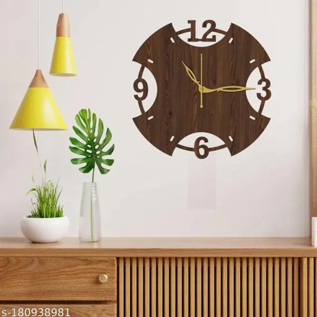 Wooden Wall Clock for Home, Brown