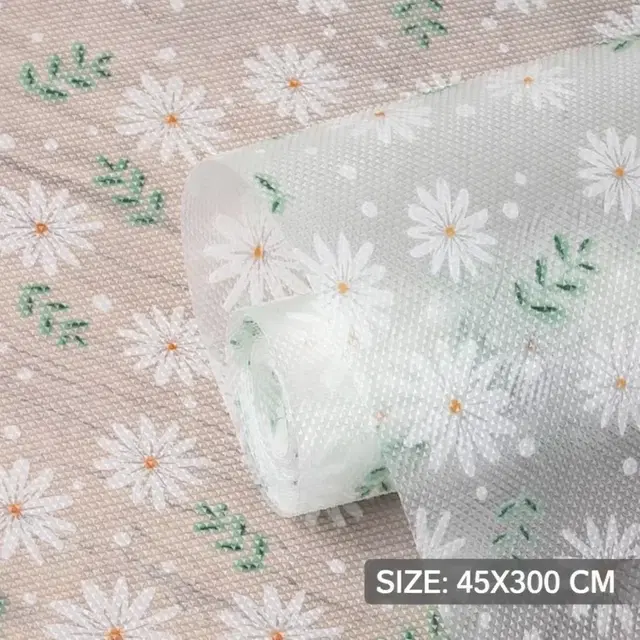 White Lily PVC Kitchen Cabinet Shelf Mat Kitchen Mat EVA Food Grade Multipurpose Washable Anti Slip Mat/Sheet for Fridge, Shelf Liner, Table, Kitchen Drawer mat (45x300 cm)