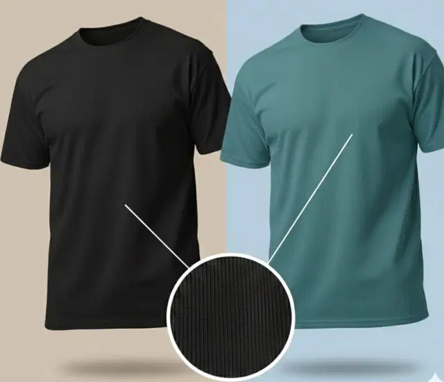 Polyester Round Neck T-shirt for Men, Multicolour, Pack of 2 (M)