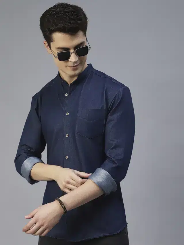 Full Sleeves Shirt for Men (Blue, S)
