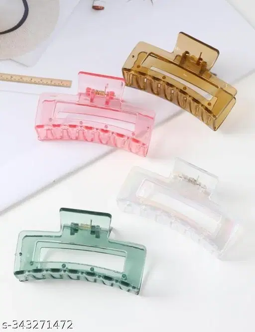 Plastic Hair Clutcher for Women & Girls, Pack of 4 (Multicolor)