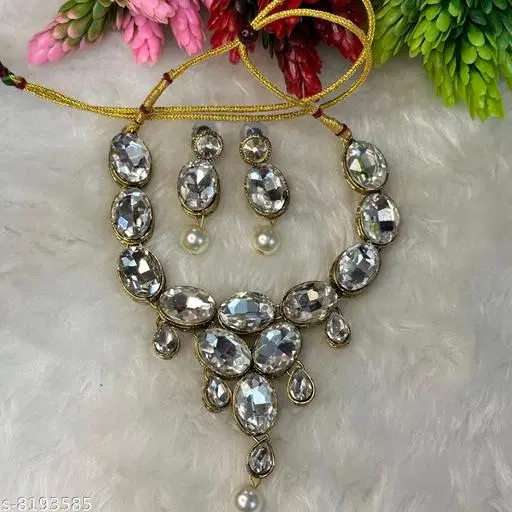 Beautiful Kundan Necklace for Women & Girls, White